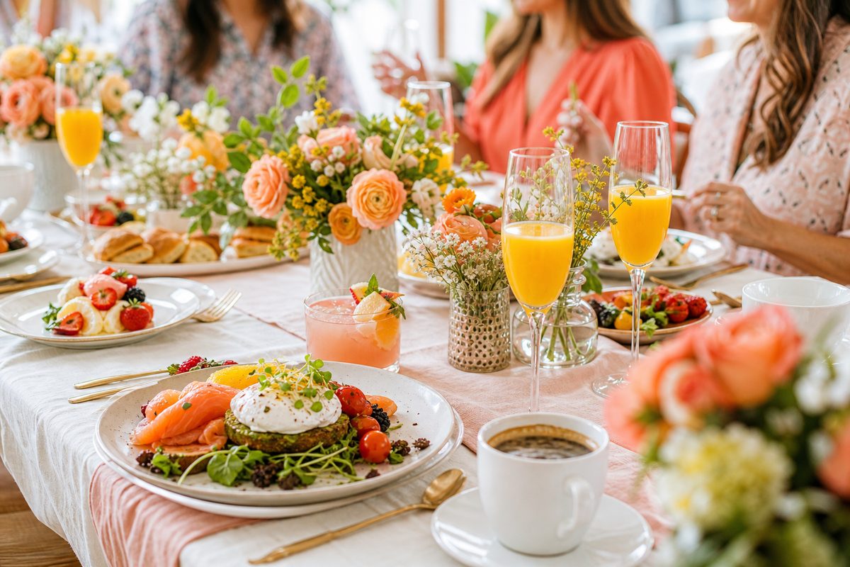 A styled savoury brunch spread